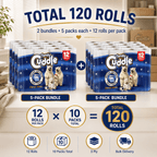 Toilet Roll with 120 Rolls, Panda Cuddle Soft 3-Ply 120-Roll Bulk Pack - PACK OF 120 PANDA CUDDLE TOILET ROLLS option