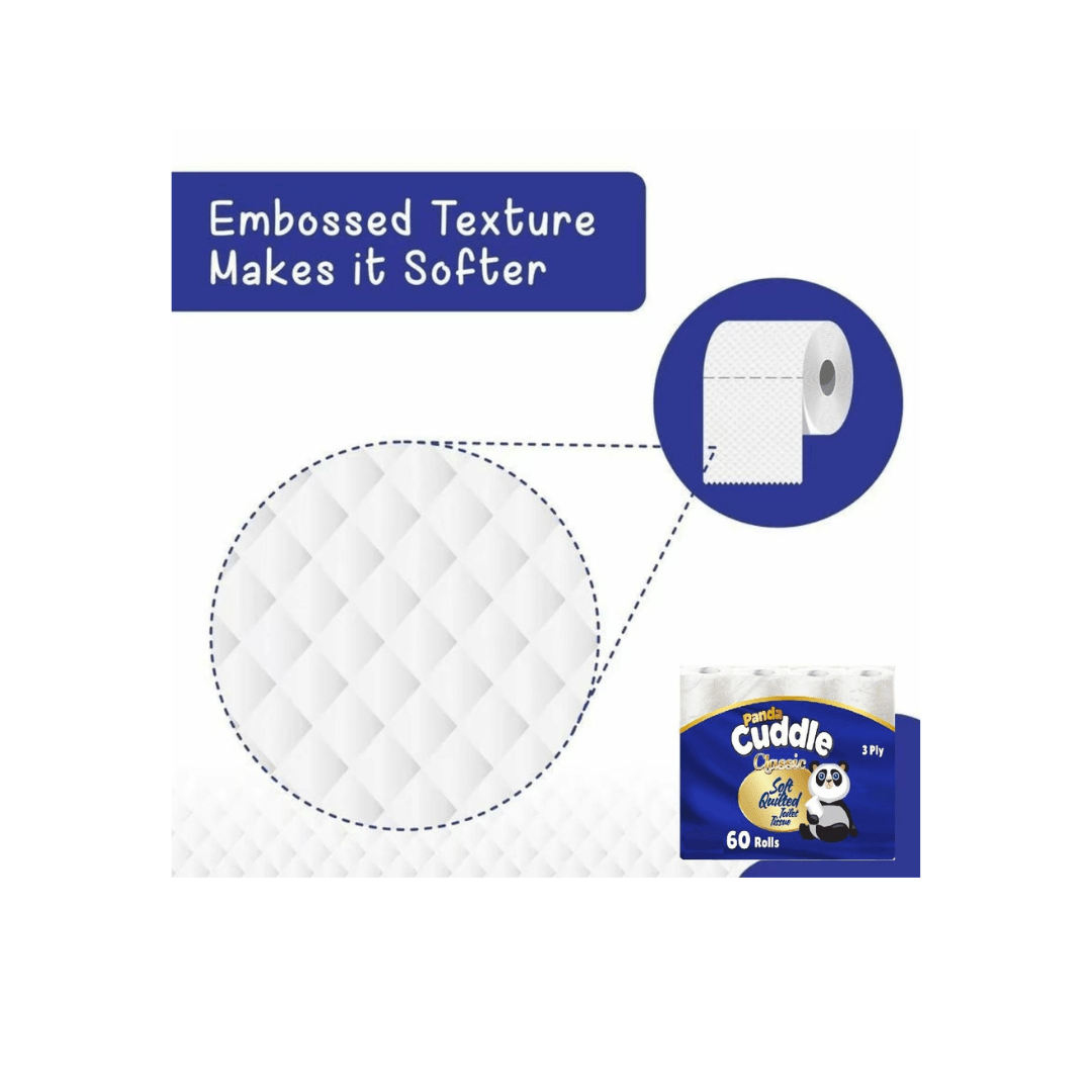 Toilet Roll with 120 Rolls, Panda Quilted Soft 3-Ply 120-Roll Bulk Pack - product gallery image 7