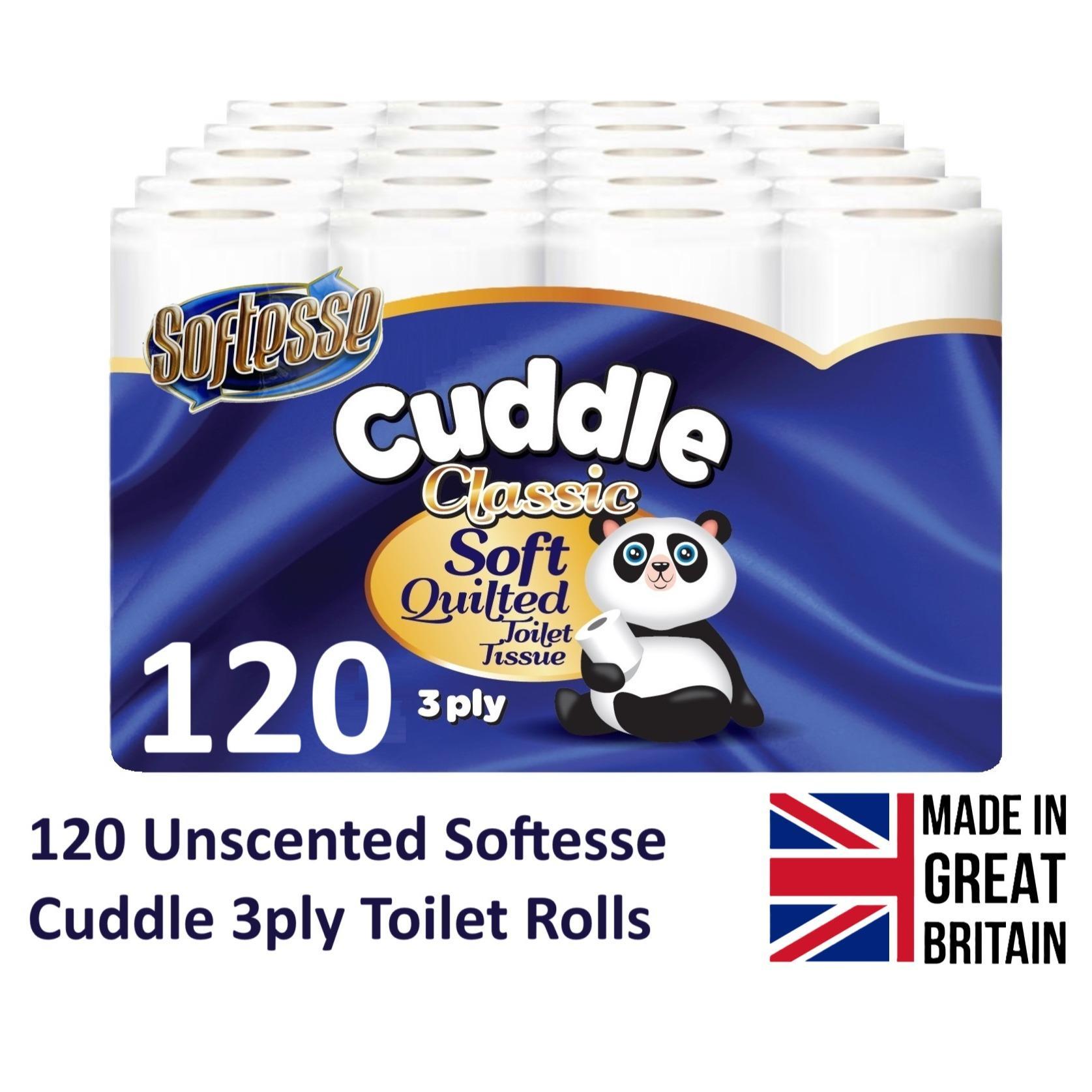 Toilet Roll with 120 Rolls, Panda Quilted Soft 3-Ply 120-Roll Bulk Pack