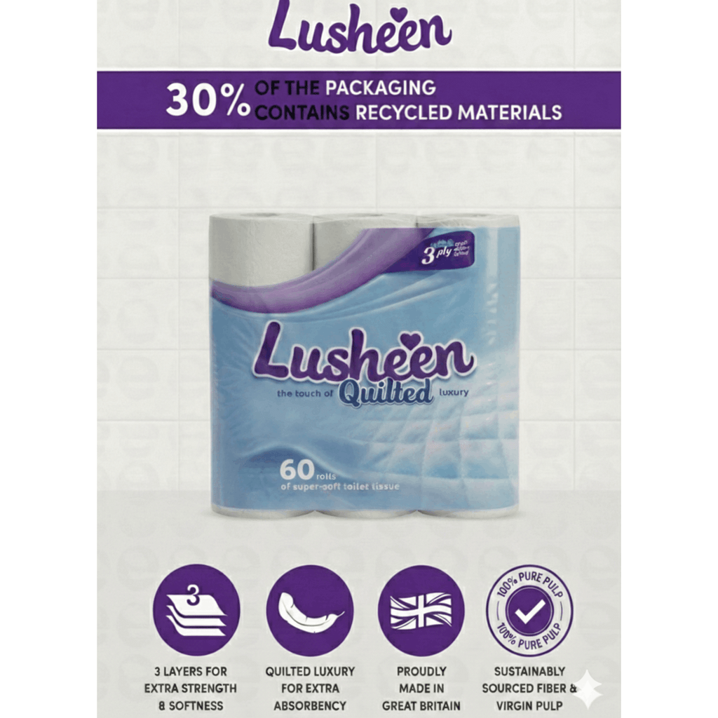 Toilet Roll with 60 Rolls, Lusheen 60 roll White, Rolls Bulk Buy Rolls 3-Ply Lusheen - product gallery image 4