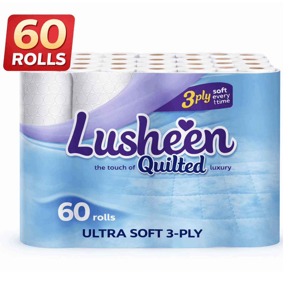 Toilet Roll with 60 Rolls, Lusheen 60 roll White, Rolls Bulk Buy Rolls 3-Ply Lusheen
