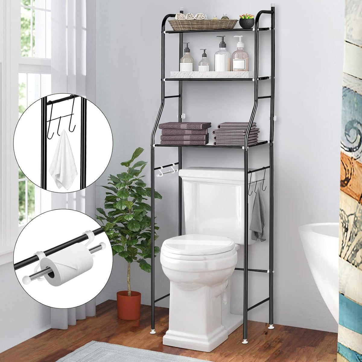 Toilet Roll with Space-Saving, Non-Slip, Freestanding, Metal - product gallery image 8