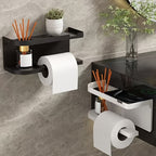 Toilet Roll with Space-Saving, Wall-Mounted, Wall-Mounted Paper Holder Storage Shelf, No - product gallery image 11
