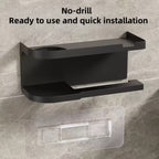 Toilet Roll with Space-Saving, Wall-Mounted, Wall-Mounted Paper Holder Storage Shelf, No - product gallery image 5