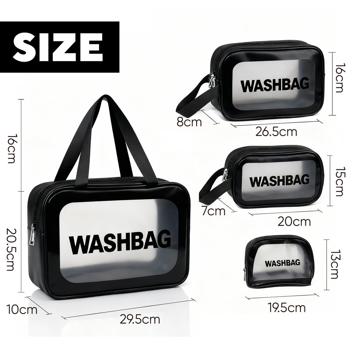 Toiletry Bag with Waterproof, 4pcs, Taylor Brown Clear PVC 4pcs Waterproof - product gallery image 21