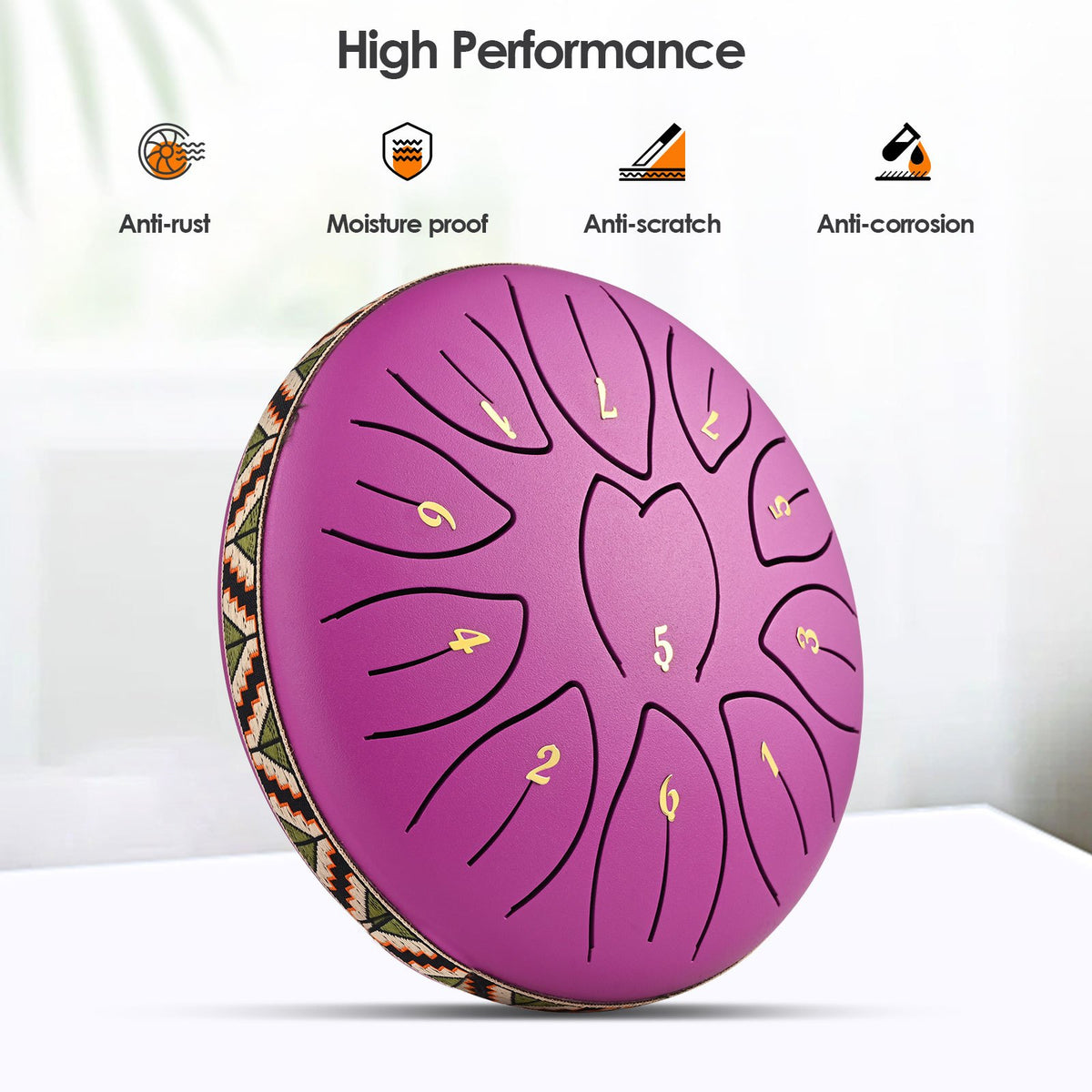 Tongue Drum with 11 Notes, Steel Inch Notes Handpan Percussion Instrument - product gallery image 24