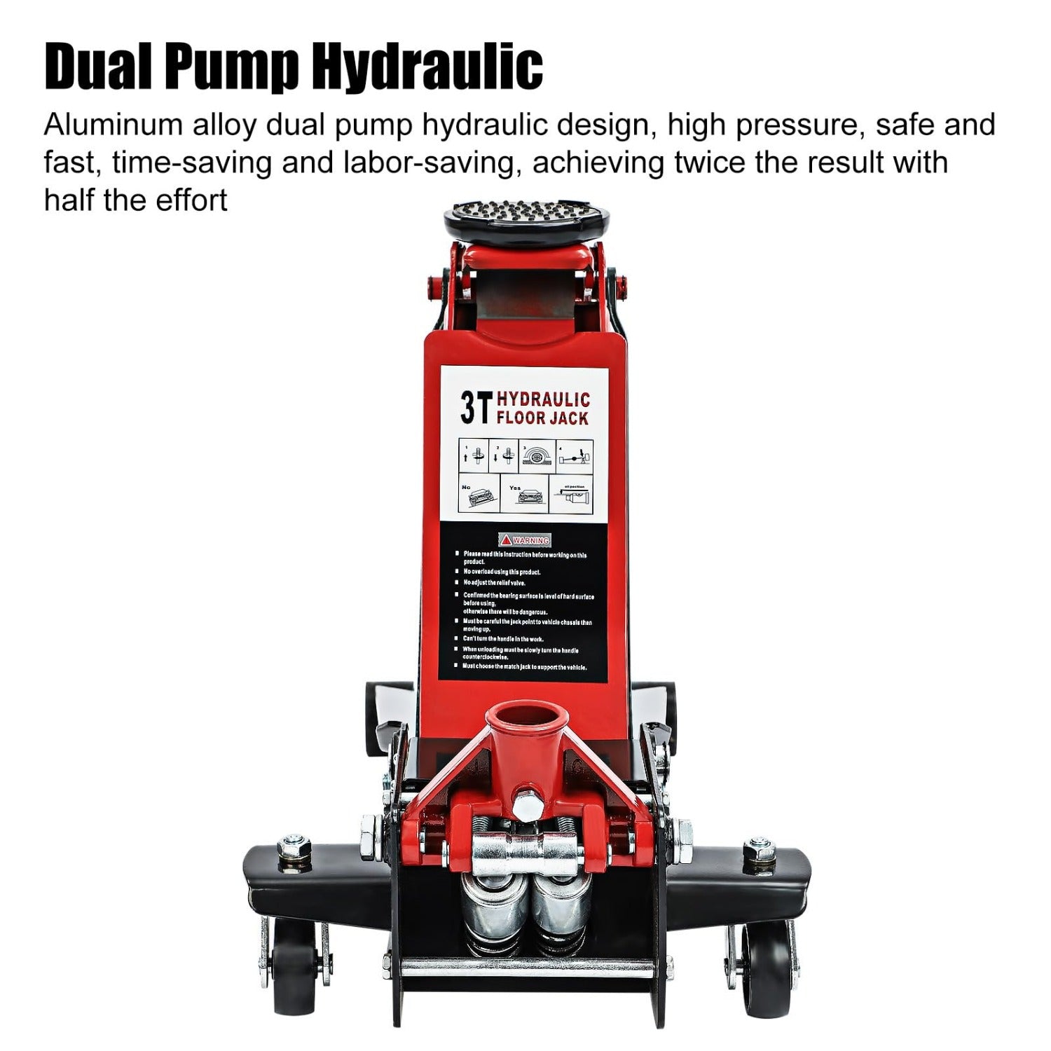 Tonne Trolley Jack Hydraulic Lift Lifting with Non-Slip, Wheels - product gallery image 3