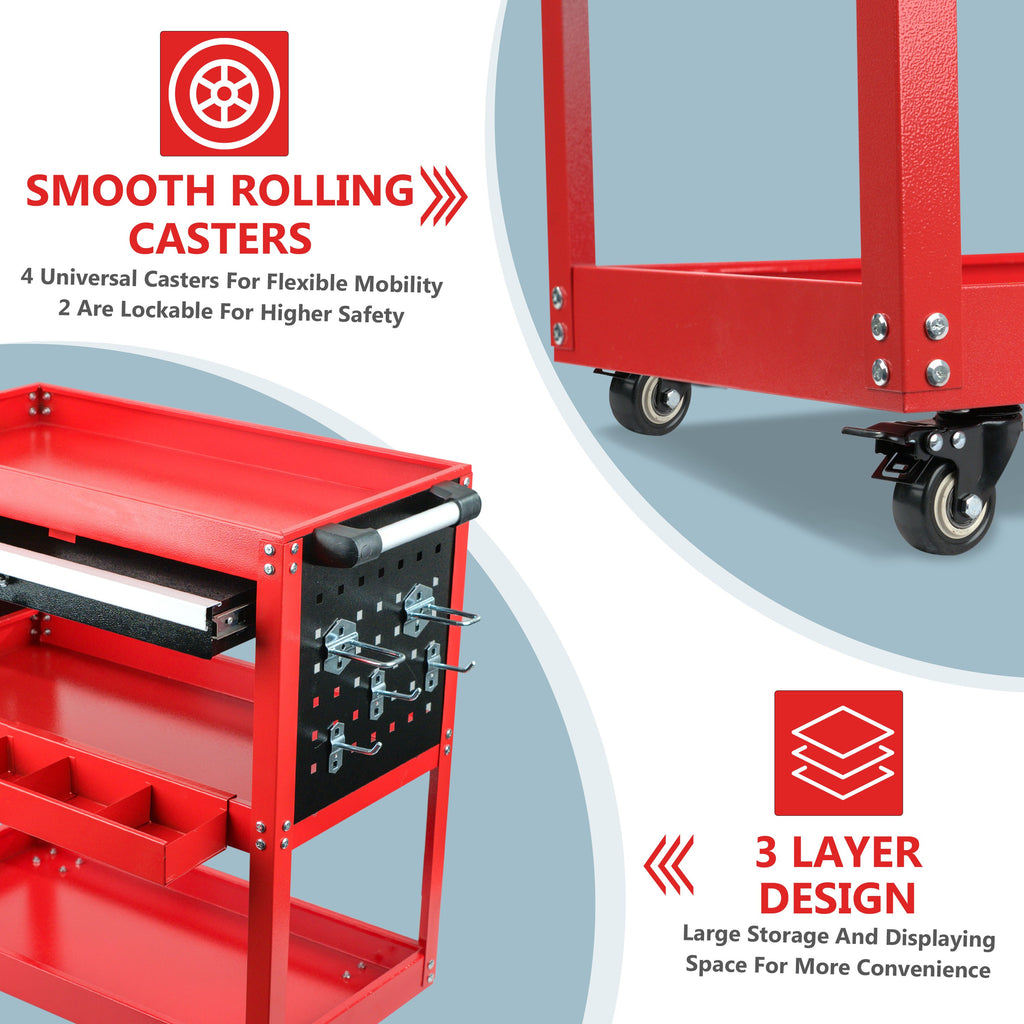 Tool Trolley Cart with Wheels, Lockable, 75kg, Tier Heavy Duty Steel Workshop Garage - product gallery image 9