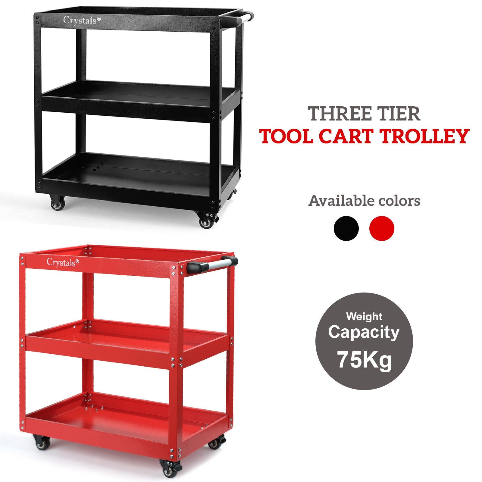 Tool Trolley with Wheels, Lockable, Heavy Duty Tier Cart Wheels Garage - product gallery image 10