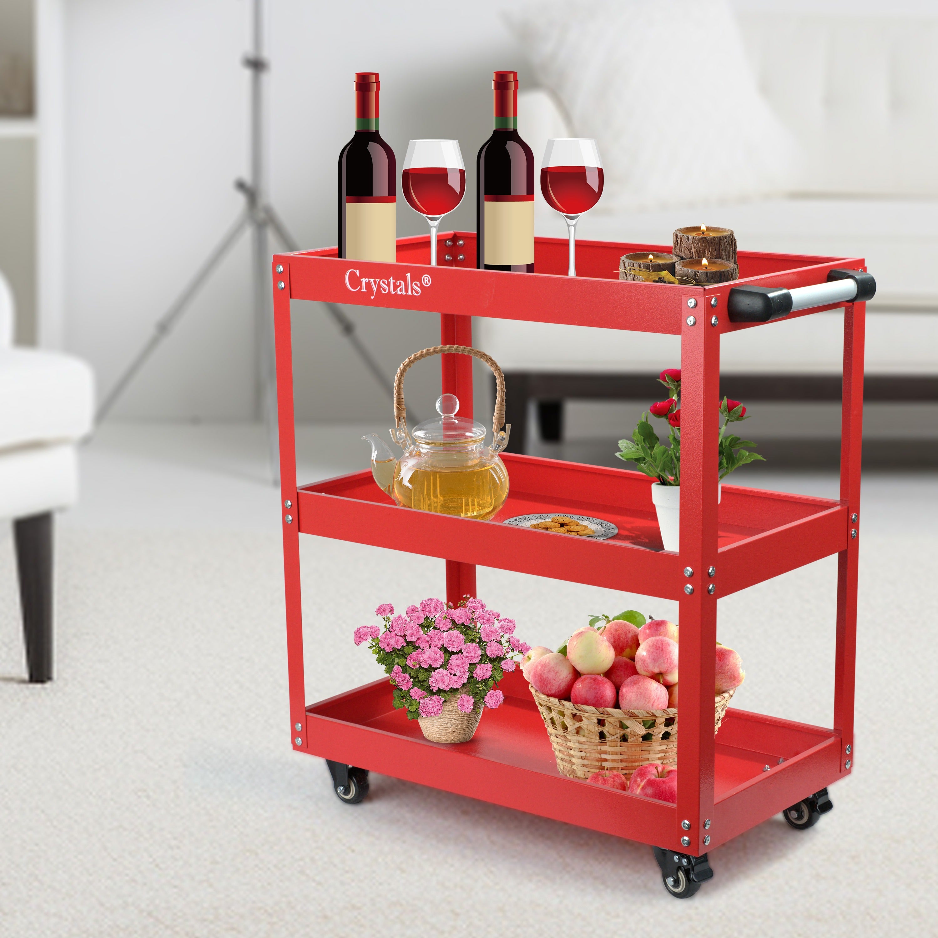 Tool Trolley with Wheels, Lockable, Heavy Duty Tier Cart Wheels Garage - product gallery image 6