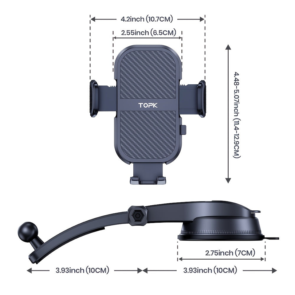 TOPK D46C 360° Rotatable Car Phone Holder with Dashboard Mount Strong Suction Hands-Free - product gallery image 2