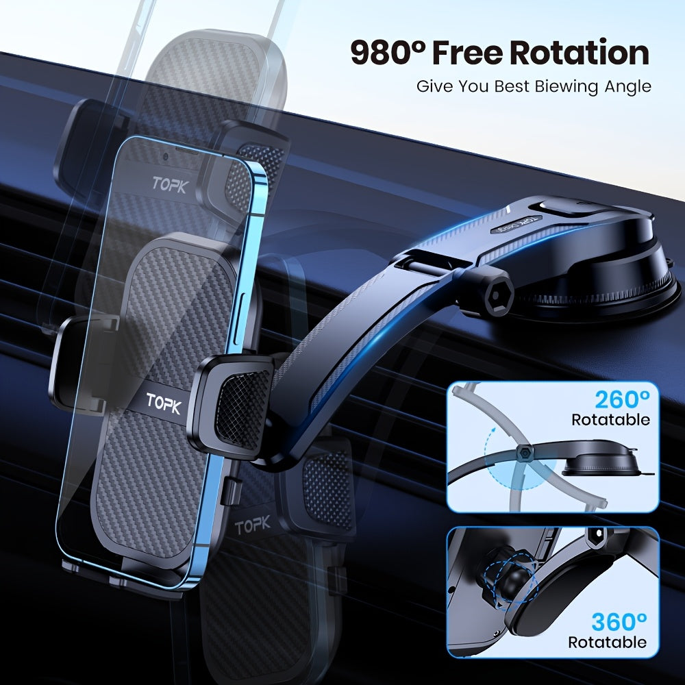 TOPK D46C 360° Rotatable Car Phone Holder with Dashboard Mount Strong Suction Hands-Free - product gallery image 3