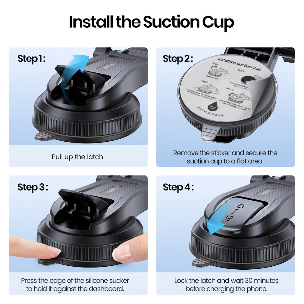 TOPK D46C 360° Rotatable Car Phone Holder with Dashboard Mount Strong Suction Hands-Free - product gallery image 6