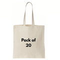 Tote Bag with Cotton, Pack of 20, Blank Cotton Bags of Natural Canvas