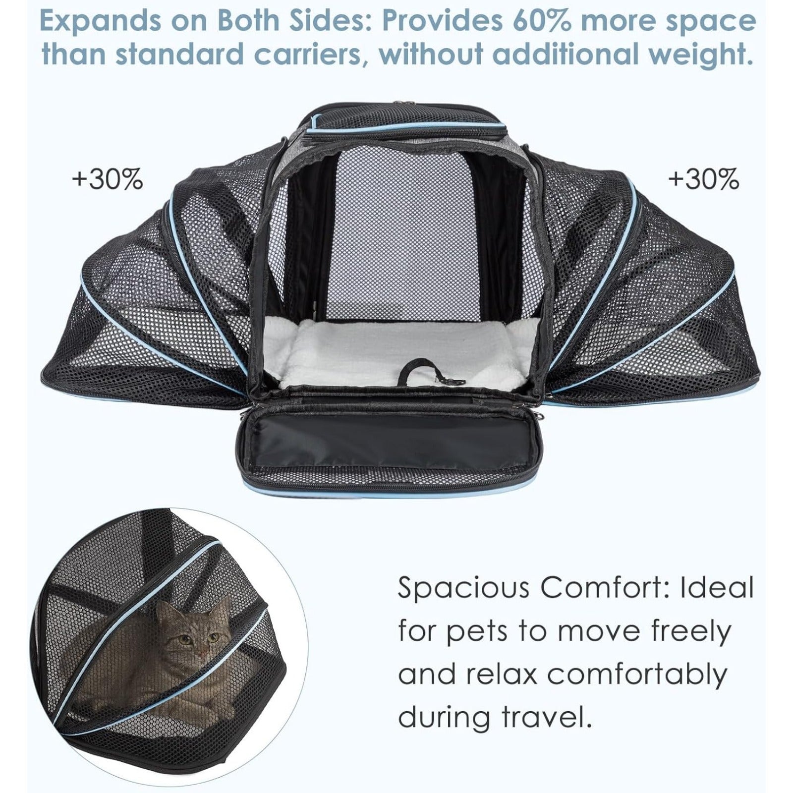 Travel Bag Airline Approved Expandable Soft Cat Carrier with Foldable - product gallery image 2