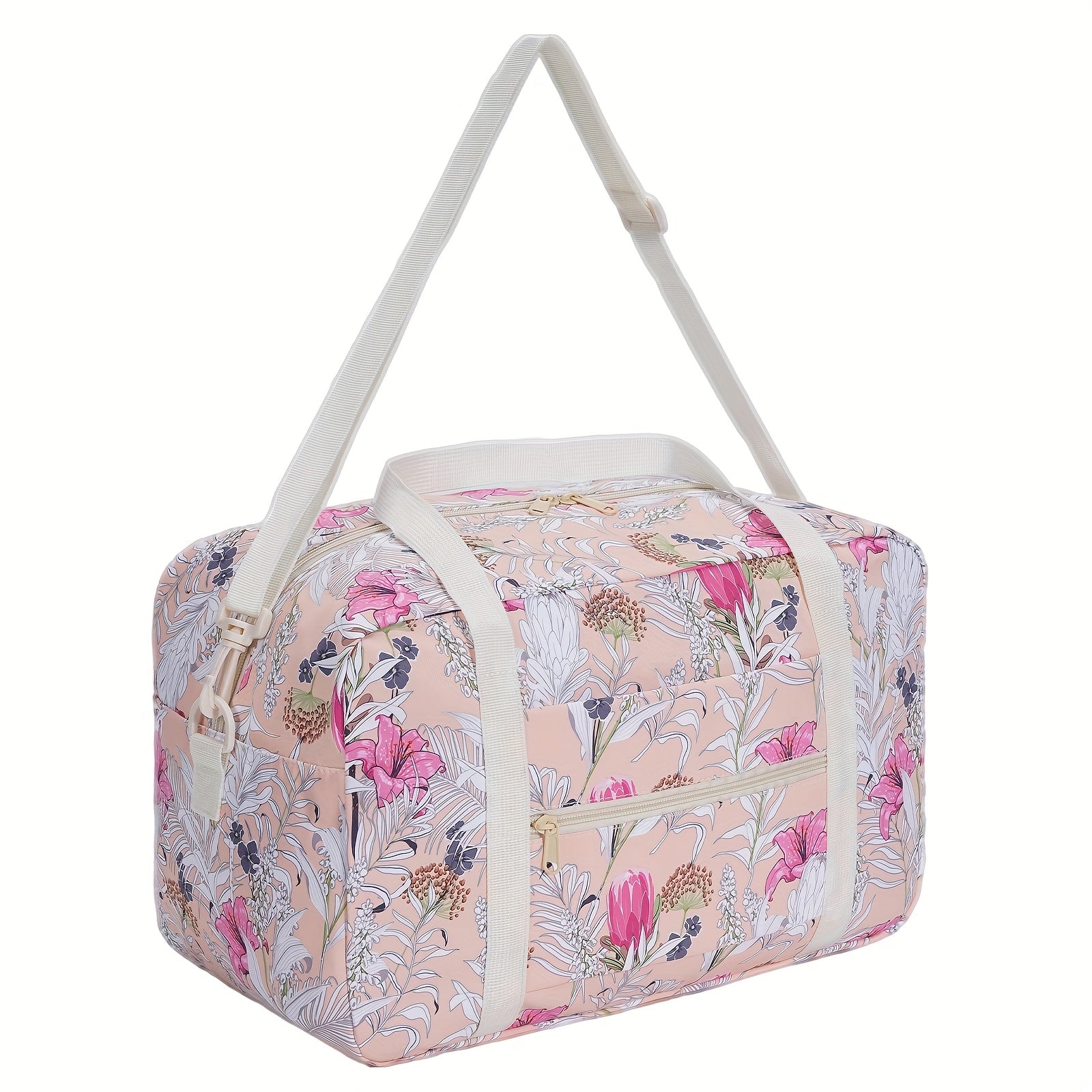 Travel Bag Foldable Cabin 40x20x25 Underseat Carry- - Orange-Pink Flowers option