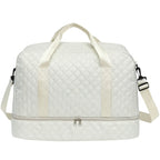 Travel Bag Large Foldable Shoe Compartment 51x25x35cm with Wheels - Creamy-white option
