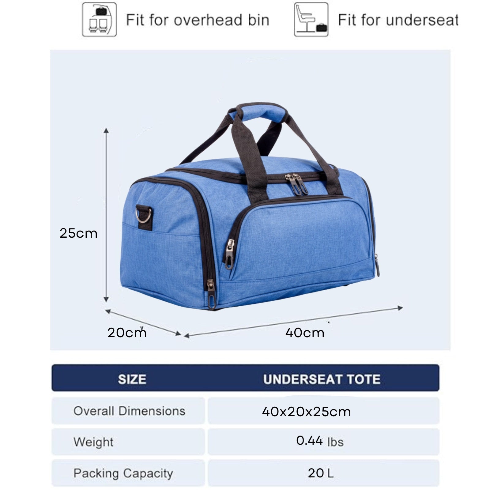 Travel Bag Underseat Cabin 40x20x25 Ultra Lightweight with Water-Resistant, Lockable - product gallery image 16