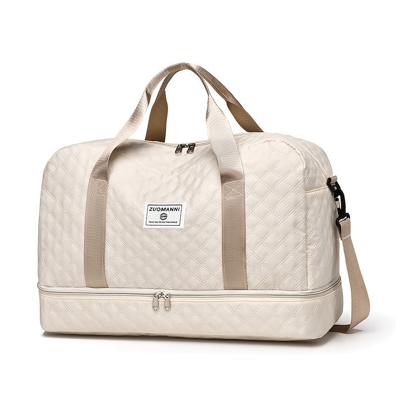 Travel Bag Women's Gym Large Weekend Holdall Ultra with Foldable - Beige Brown option