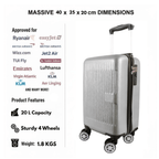 Travel Luggage with Underseat Hard-Shell Cabin Case 40x20x25cm - product gallery image 4