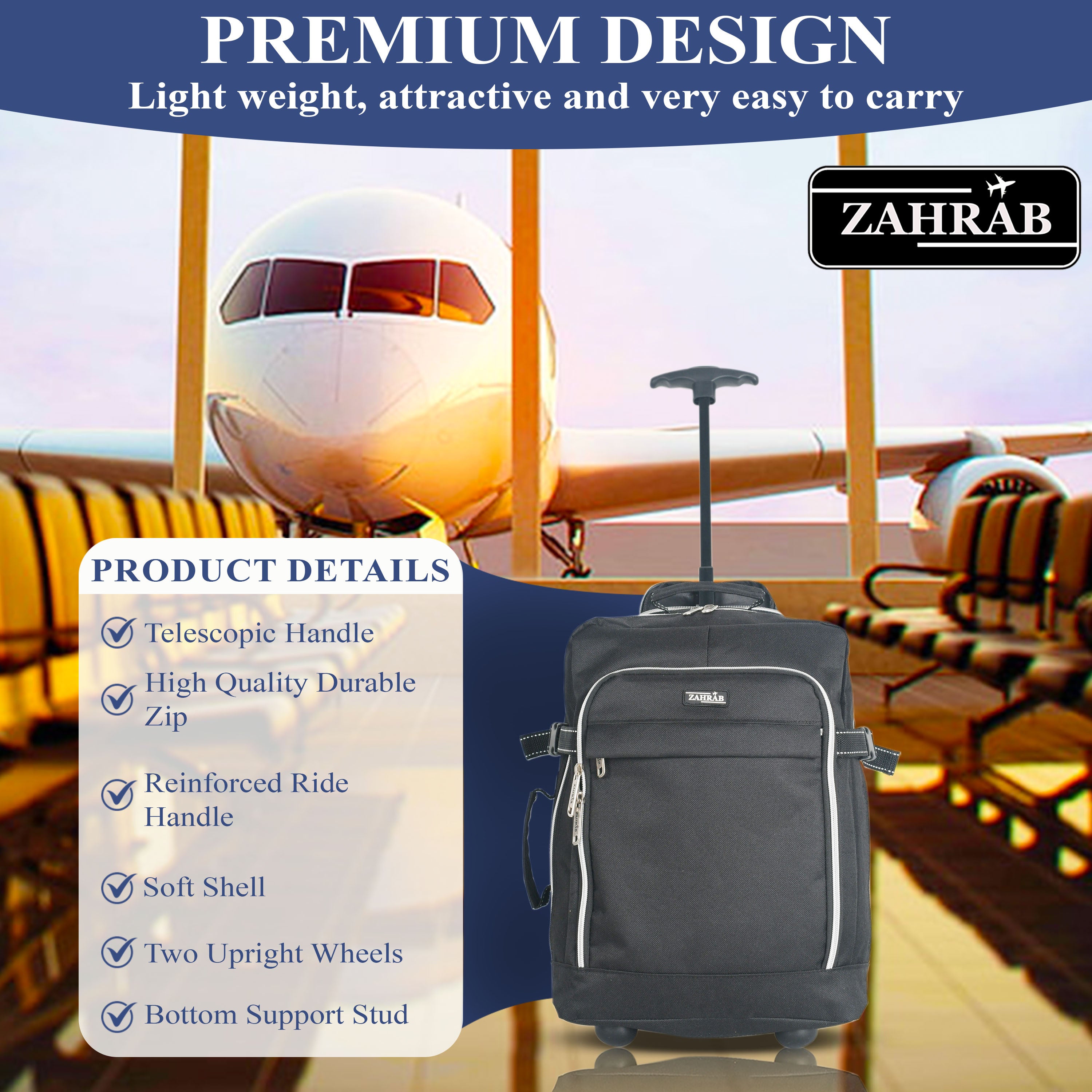 Travel Luggage with Underseat Trolley Cabin Bag 40x30x20cm Nylon - product gallery image 6