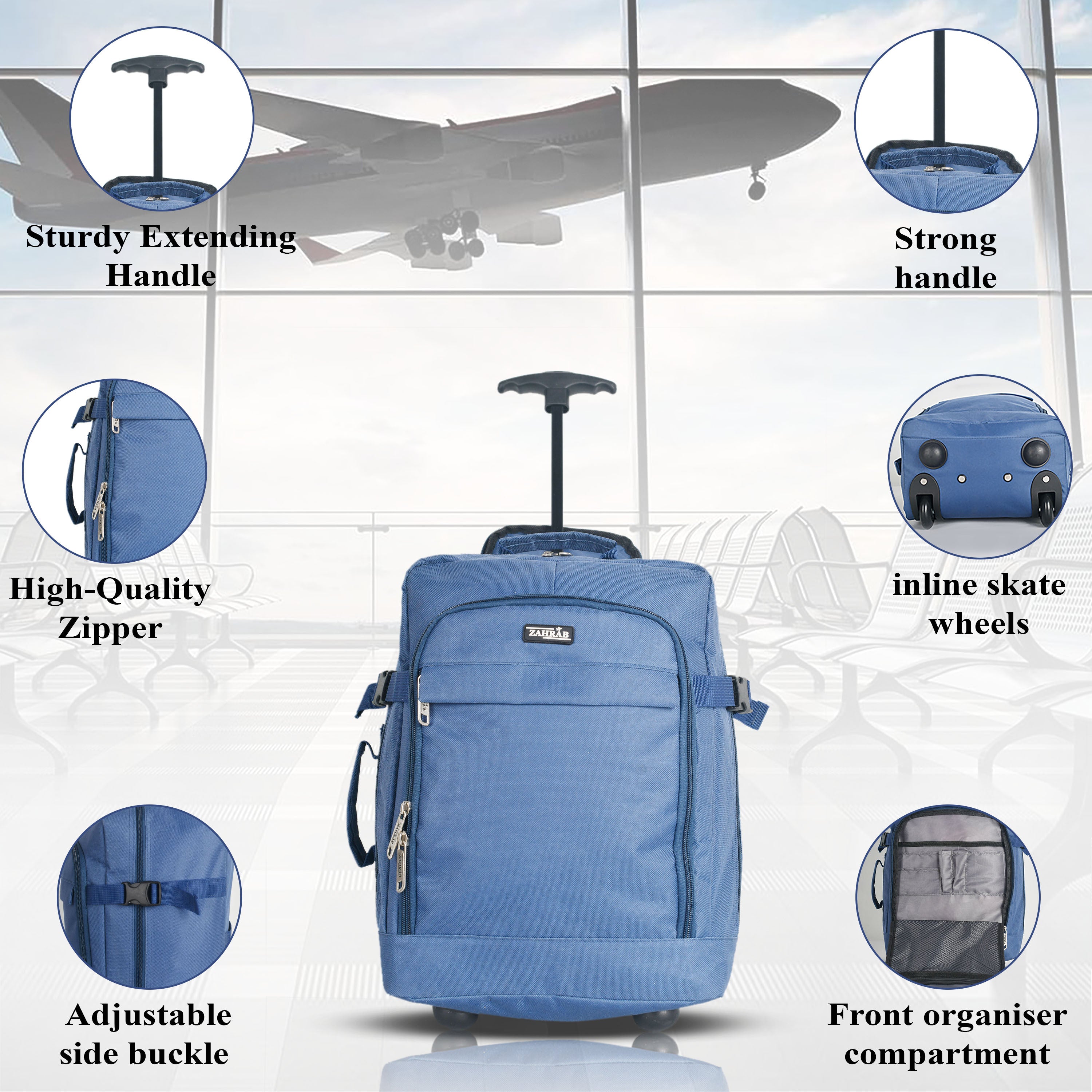 Travel Luggage with Underseat Trolley Cabin Bag 40x30x20cm Nylon - product gallery image 9