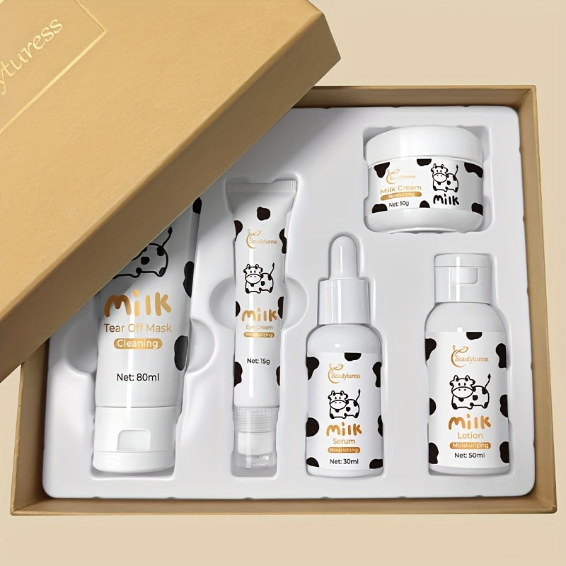 Travel Skincare Set 5-Piece Milk Hyaluronic Acid Hydrating with 5pcs/set - 5pcs/set option
