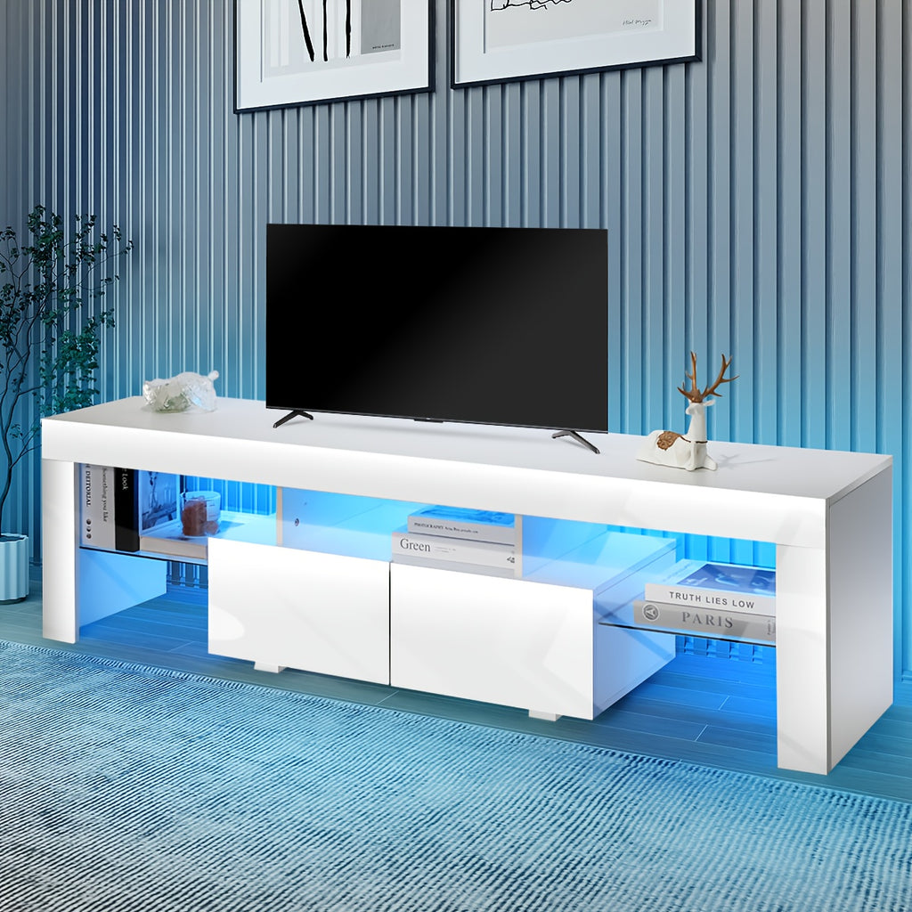 TV Stand with 160cm, 50kg, LED Unit Cabinet White High Gloss - product gallery image 4