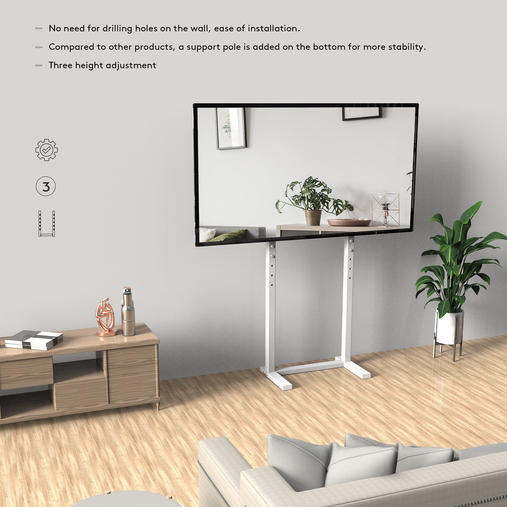 TV Stand with Adjustable Height, Easy Assembly, Freestanding - product gallery image 8