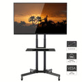 TV Stand with Adjustable Height, Wheels, 160cm, 50kg, Metal - Black option