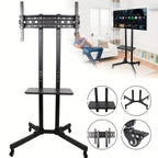 TV Stand with Adjustable Height, Wheels, 160cm, 50kg, Metal