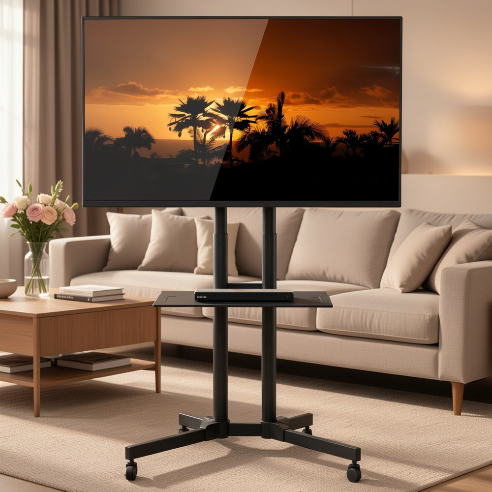 TV Stands & Mount with Adjustable Height, Wheels, Lockable - product gallery image 6