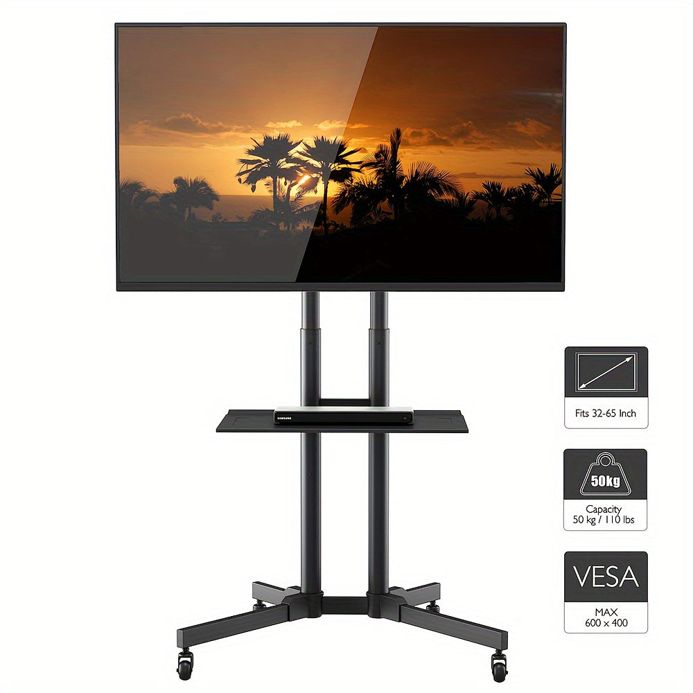 TV Stands & Mount with Adjustable Height, Wheels, Lockable