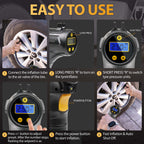 Tyre Inflator with Rechargeable, Cordless Pump for travel - product gallery image 12