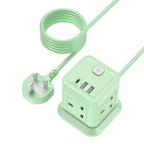 UK 7-in-1 Cubic Power Strip with Lockable, 1.5m, 7-in-1.5m Extension Cable, Switch, AC