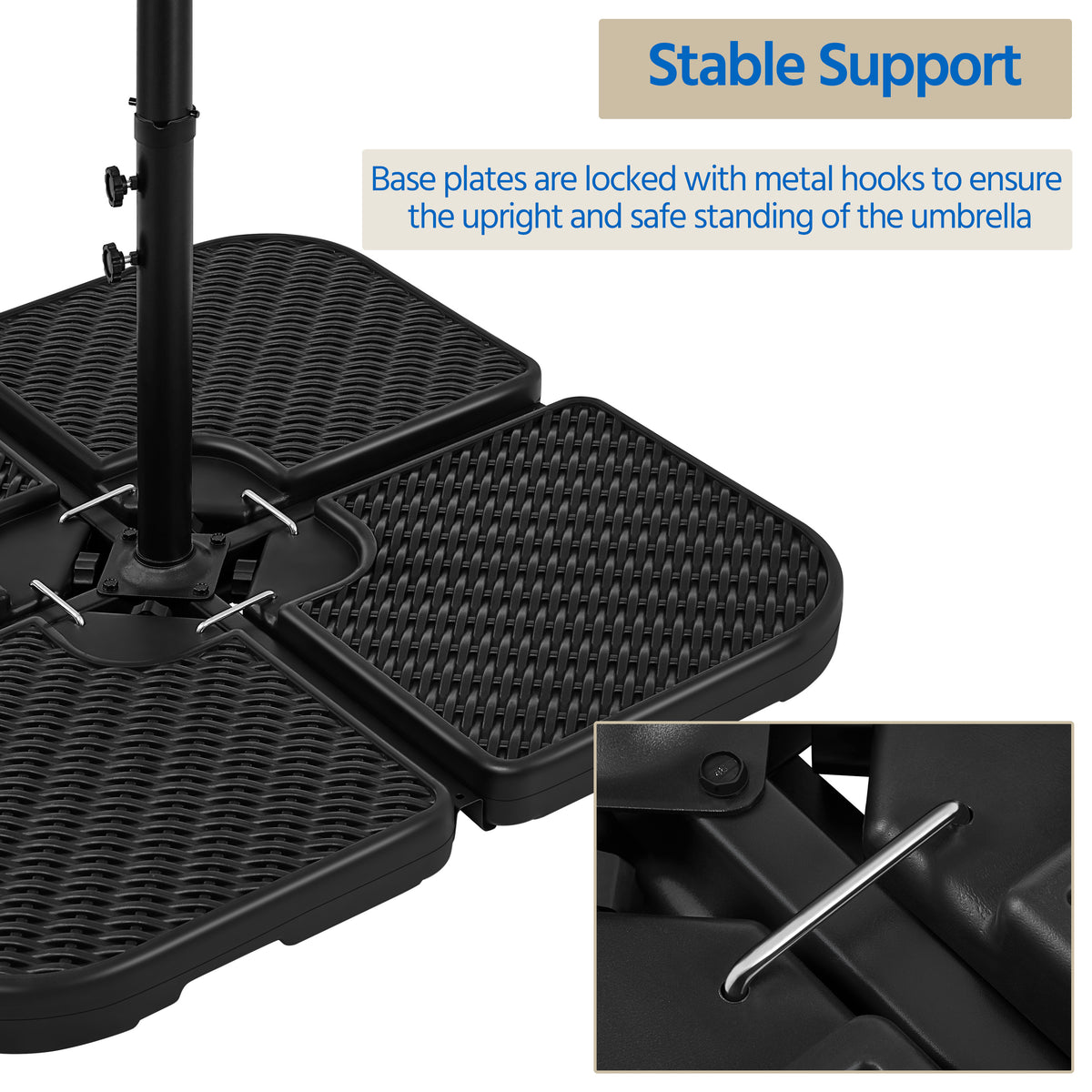 Umbrella Base with Space-Saving, Non-Slip, Lockable, 105x105x7.5 cm - product gallery image 7