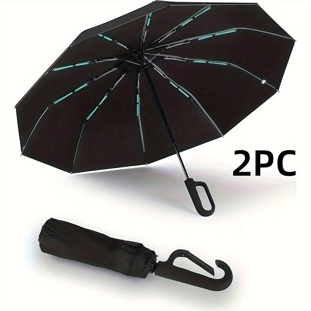 Umbrella with Foldable, 106cm, Automatic Folding Windproof Travel Men Women - Black+black option