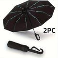 Umbrella with Foldable, 106cm, Automatic Folding Windproof Travel Men Women - Black+black option