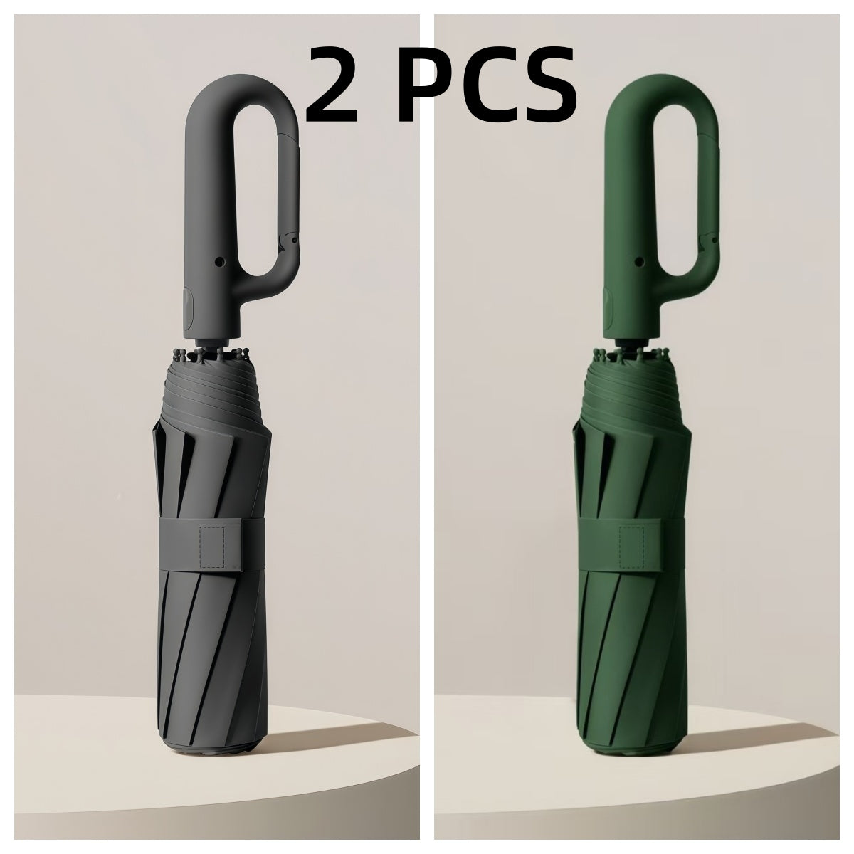 Umbrella with Foldable, 106cm, Automatic Folding Windproof Travel Men Women - Black+Blackish Green option