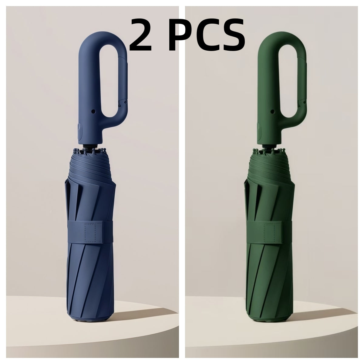 Umbrella with Foldable, 106cm, Automatic Folding Windproof Travel Men Women - Dark Blue+Blackish Green option