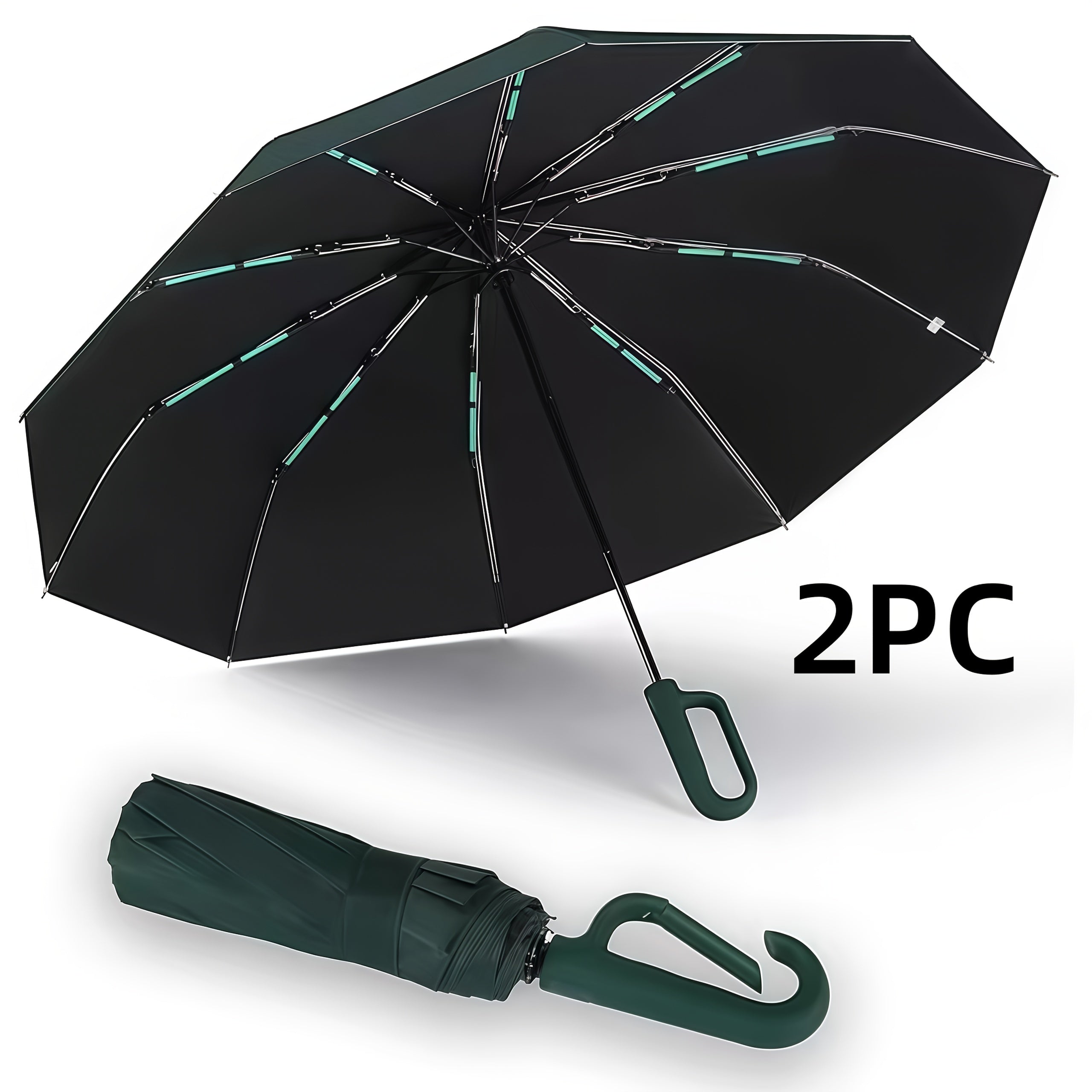 Umbrella with Foldable, 106cm, Automatic Folding Windproof Travel Men Women - Dark Green + Dark Green option