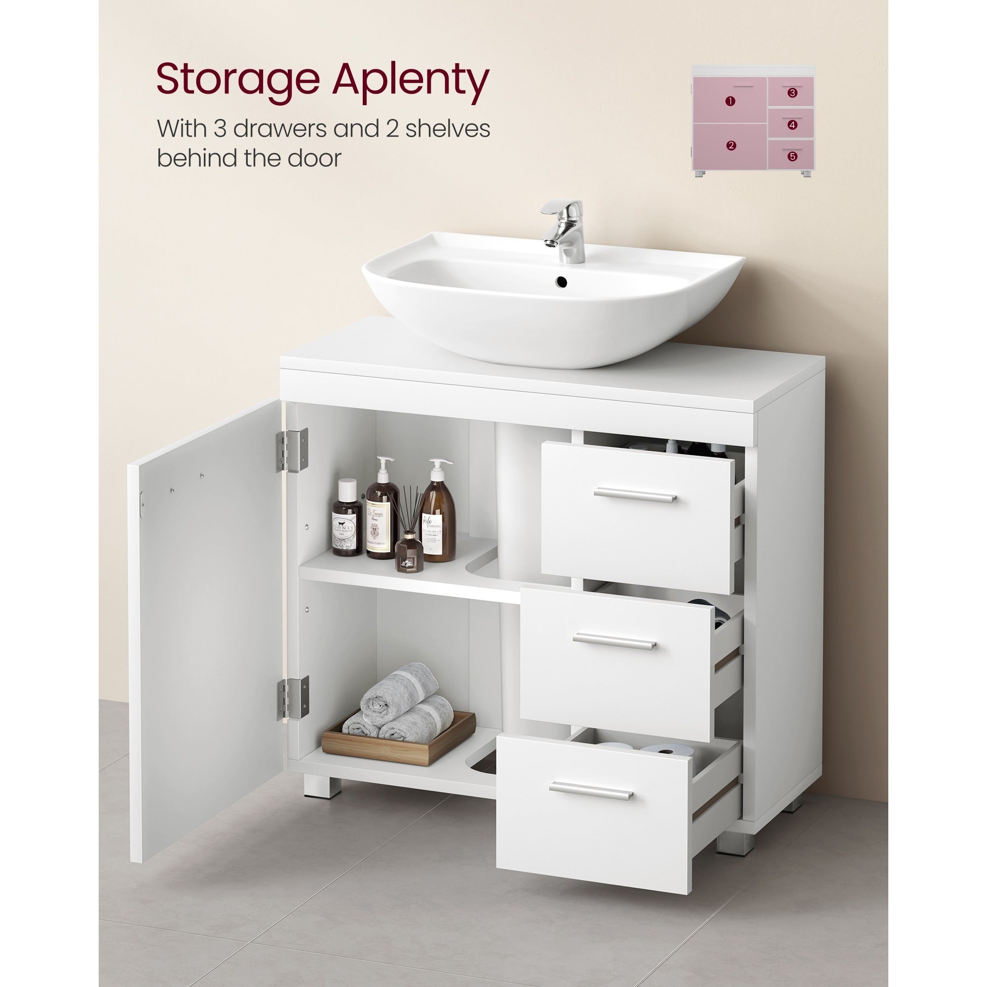 Under Sink Bathroom Cabinet with Adjustable Height, Easy Assembly - product gallery image 4