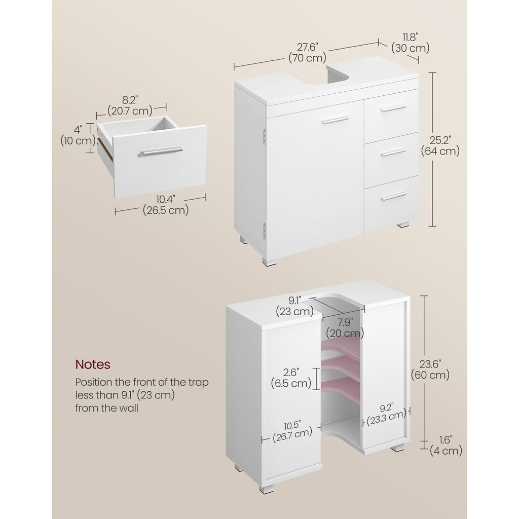 Under Sink Bathroom Cabinet with Adjustable Height, Easy Assembly - product gallery image 5
