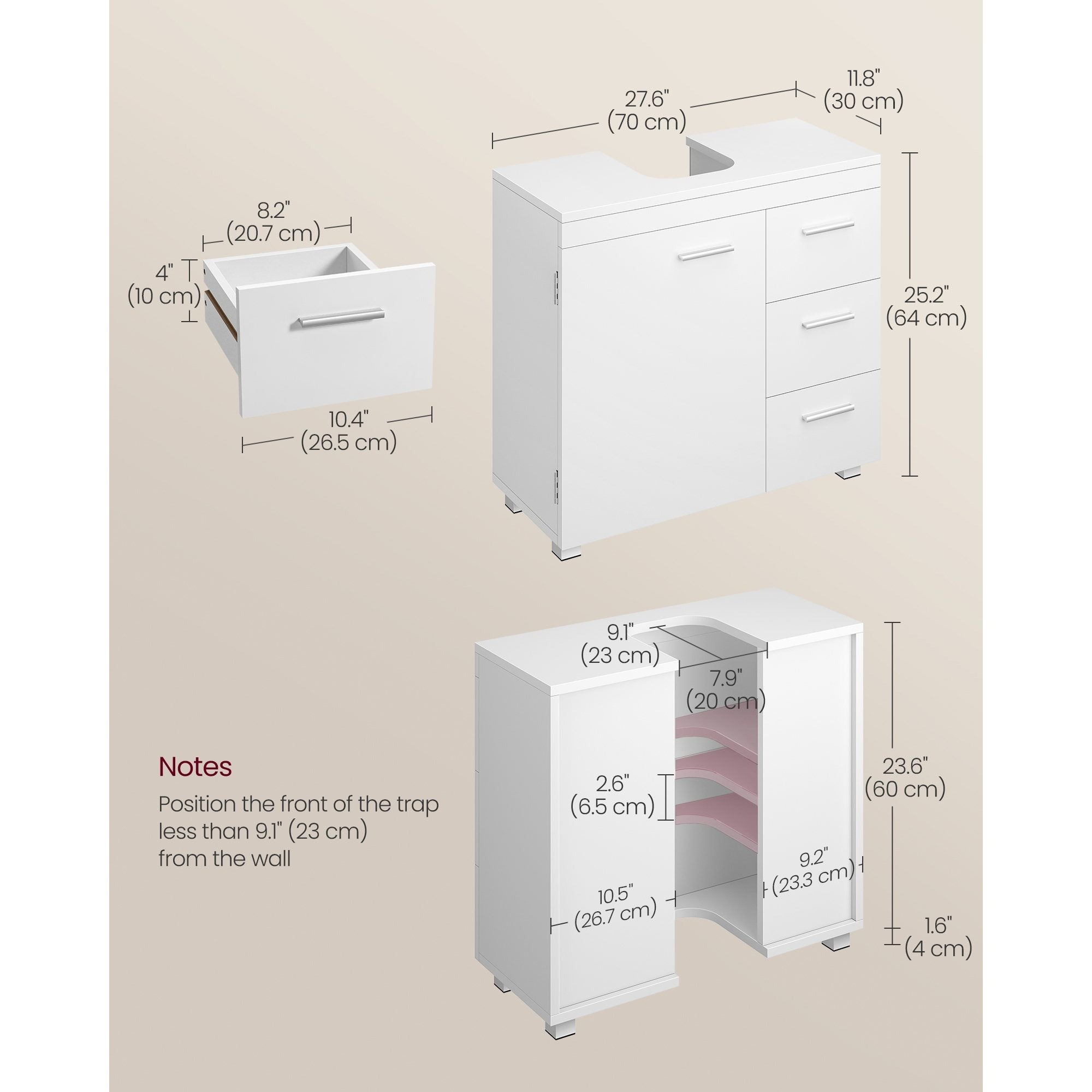 Under Sink Bathroom Cabinet with Adjustable Height, Easy Assembly - product gallery image 5