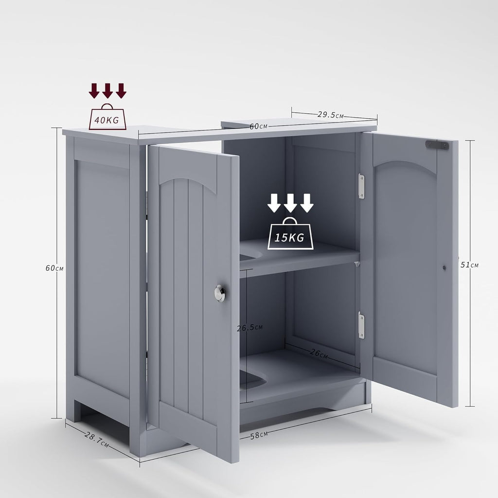 Under Sink Bathroom Cabinet with Adjustable Height, Water-Resistant - product gallery image 19