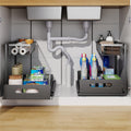 Under Sink Bathroom Cabinet with Pull-Out, Metal, 2 Pack
