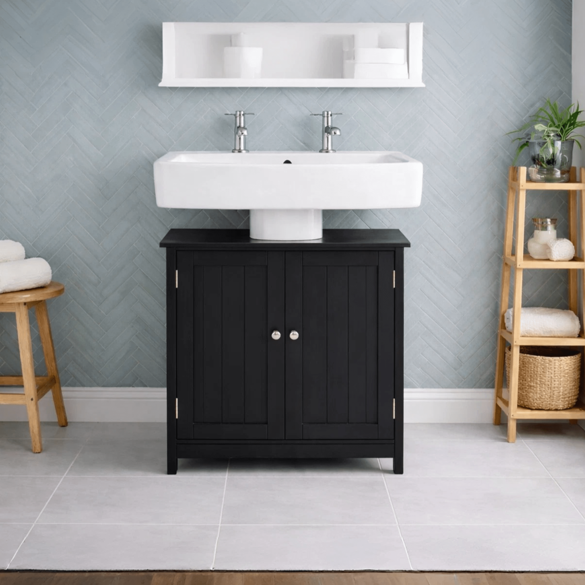 Under Sink Bathroom Cabinet with Space-Saving, Easy Assembly - black option