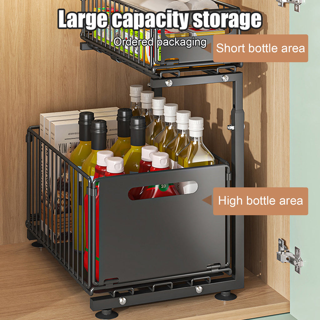 Under Sink Organiser with Adjustable Height, Pull-Out, Metal - product gallery image 13