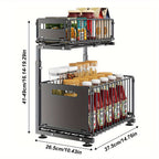 Under Sink Organiser with Adjustable Height, Pull-Out, Metal - product gallery image 9