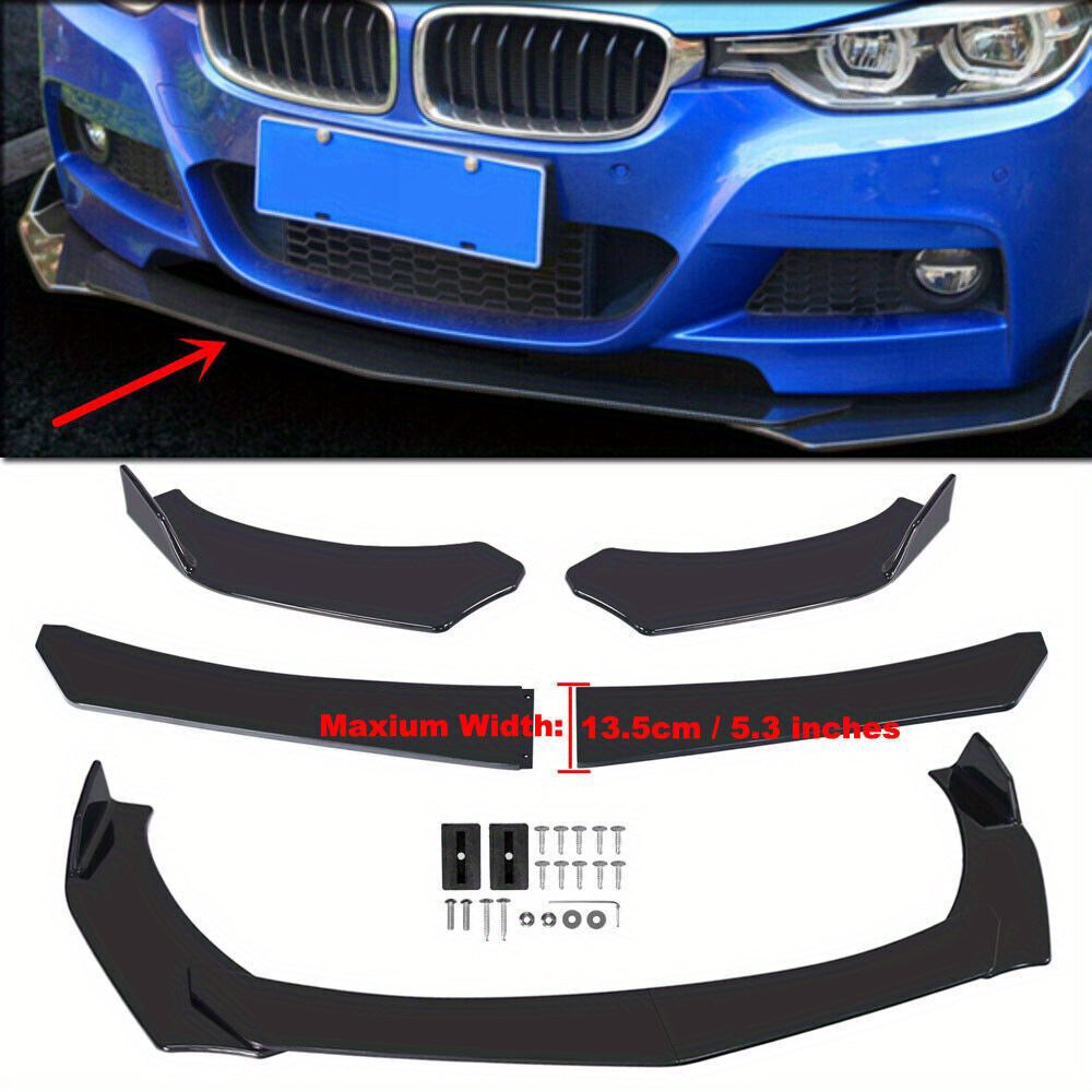 Universal Gloss Black Front Bumper with Protector Lip Body Spoiler Chin Splitter - product gallery image 7